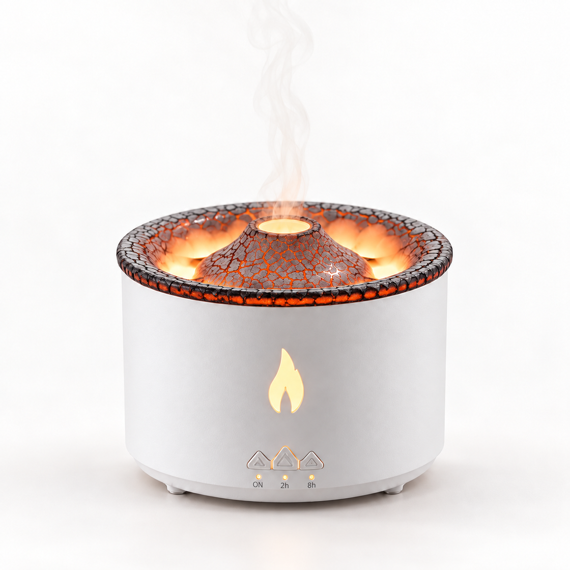VolcanoMist — Flame & Jellyfish Aroma Diffuser — clean white studio product photograph