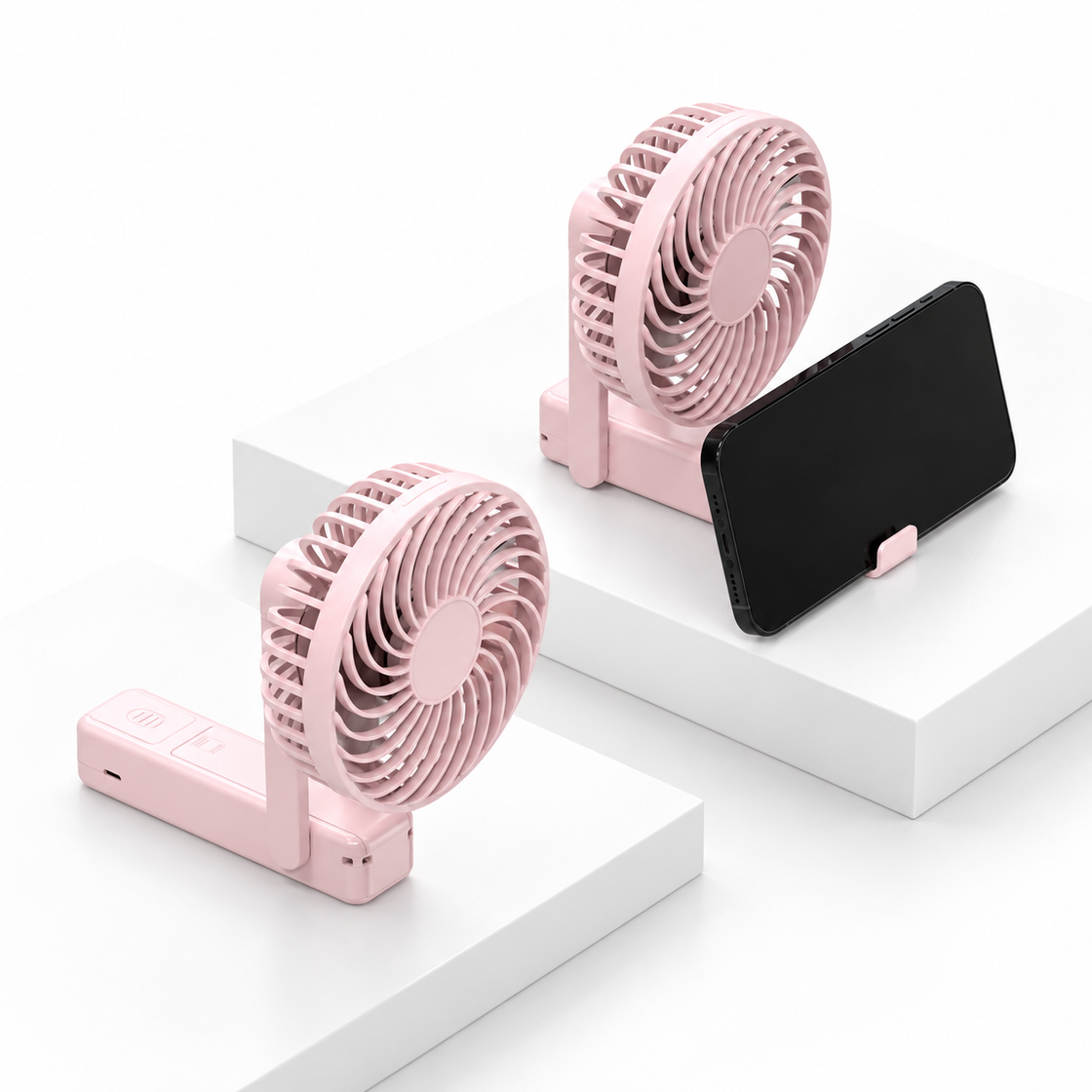 AeroCollar Lite — folding fan in pink