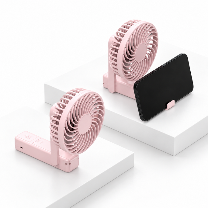 AeroCollar Lite — folding fan in pink