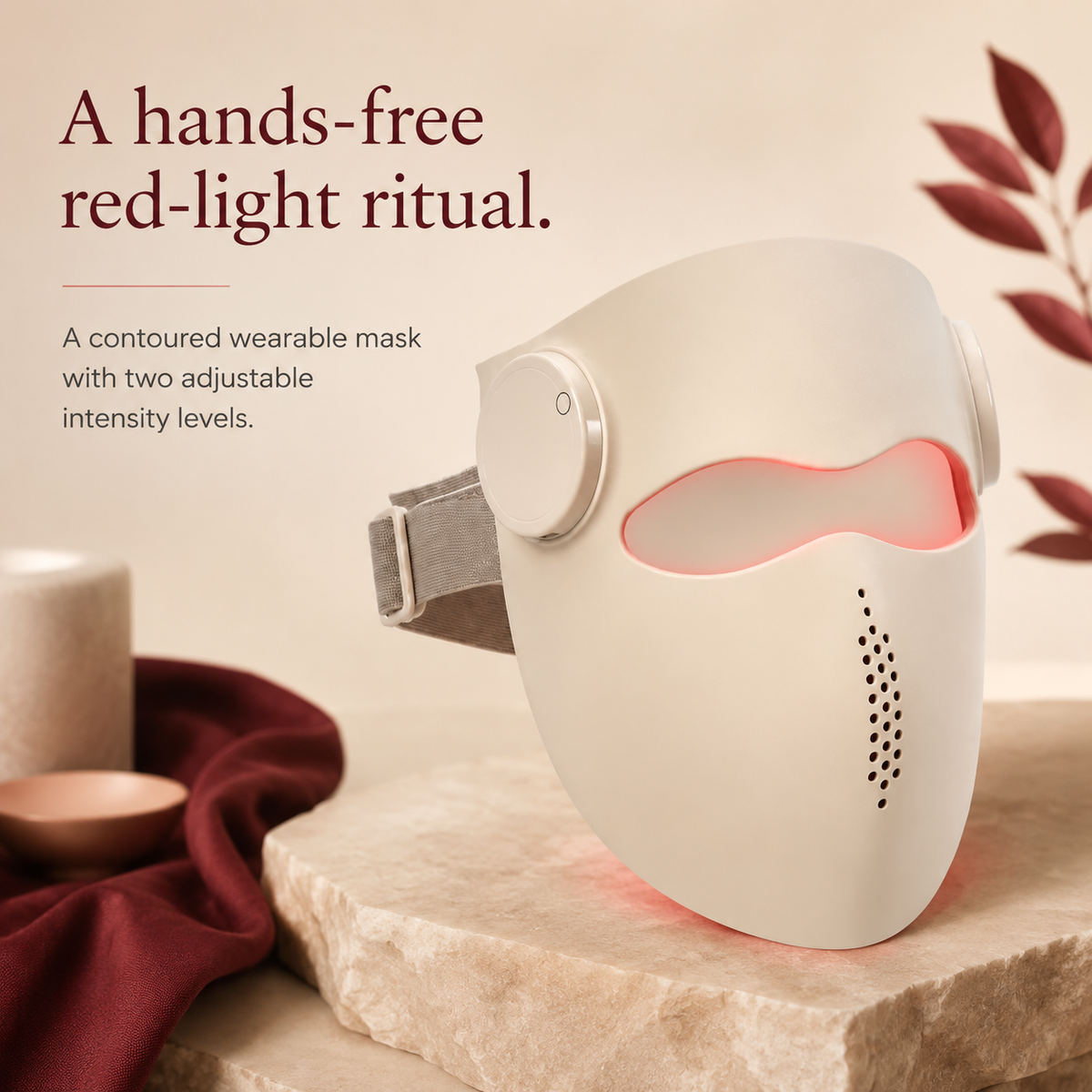 RedLume red-light LED face mask premium product and intensity overview
