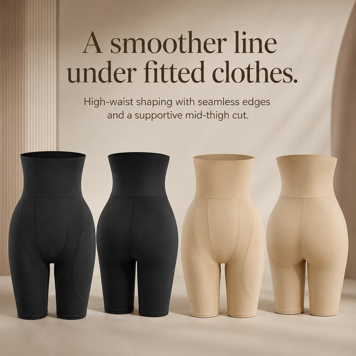 ShapeLine high-waist seamless shaping shorts in black and skin colourways