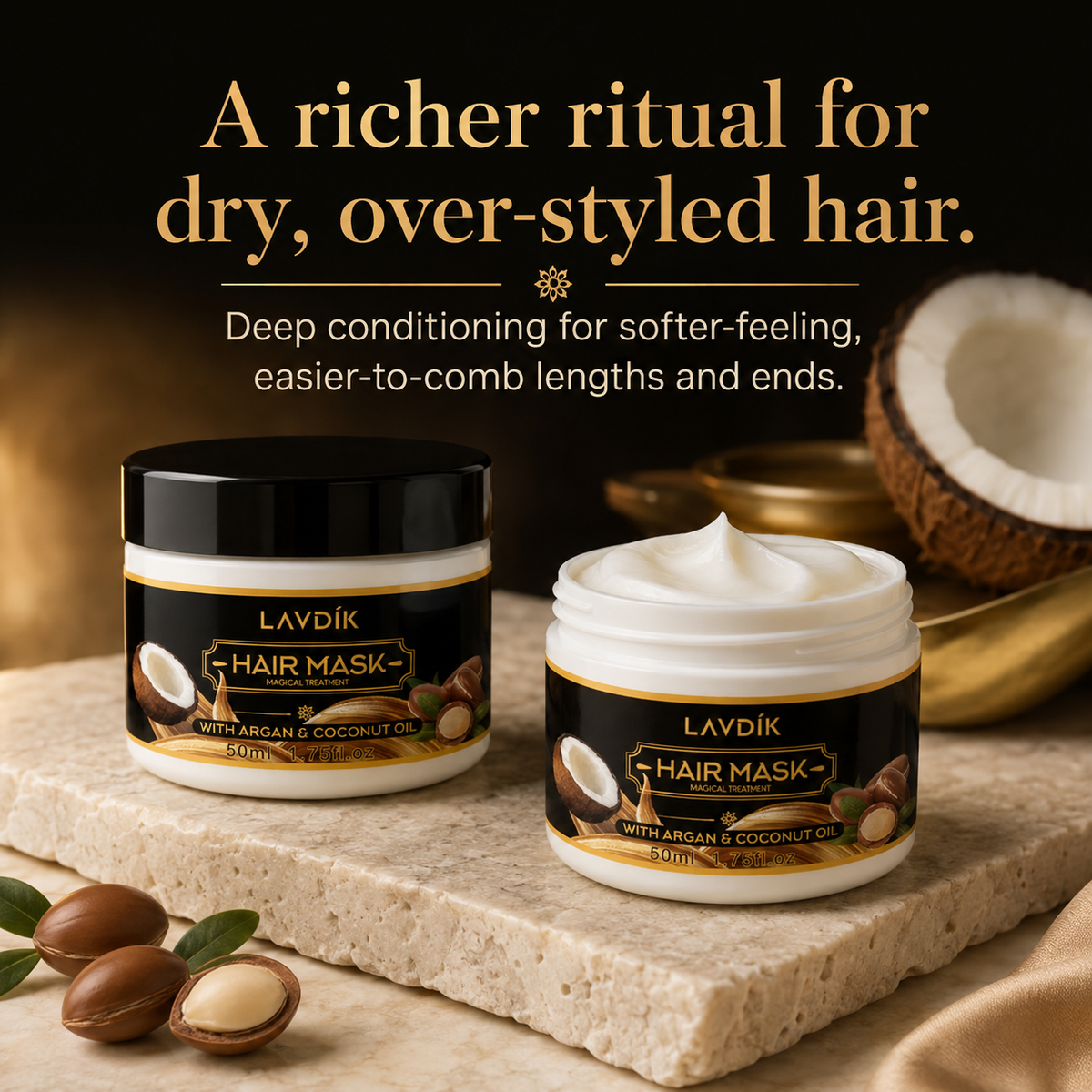 SilkRepair nourishing hair mask with rich cream texture and product jar