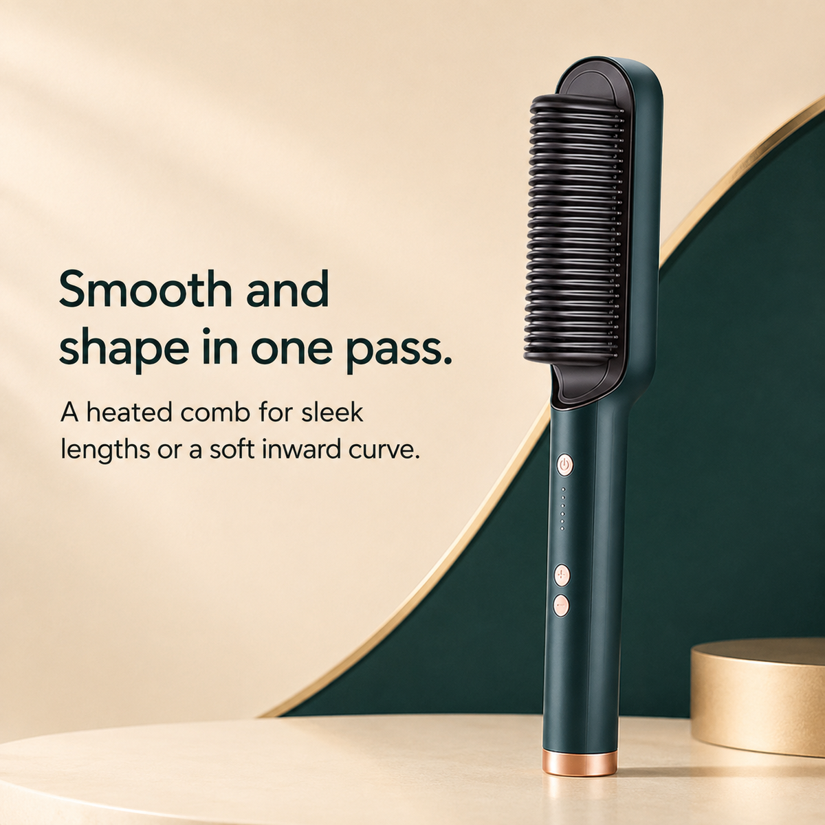 SleekComb premium square product hero with feature information